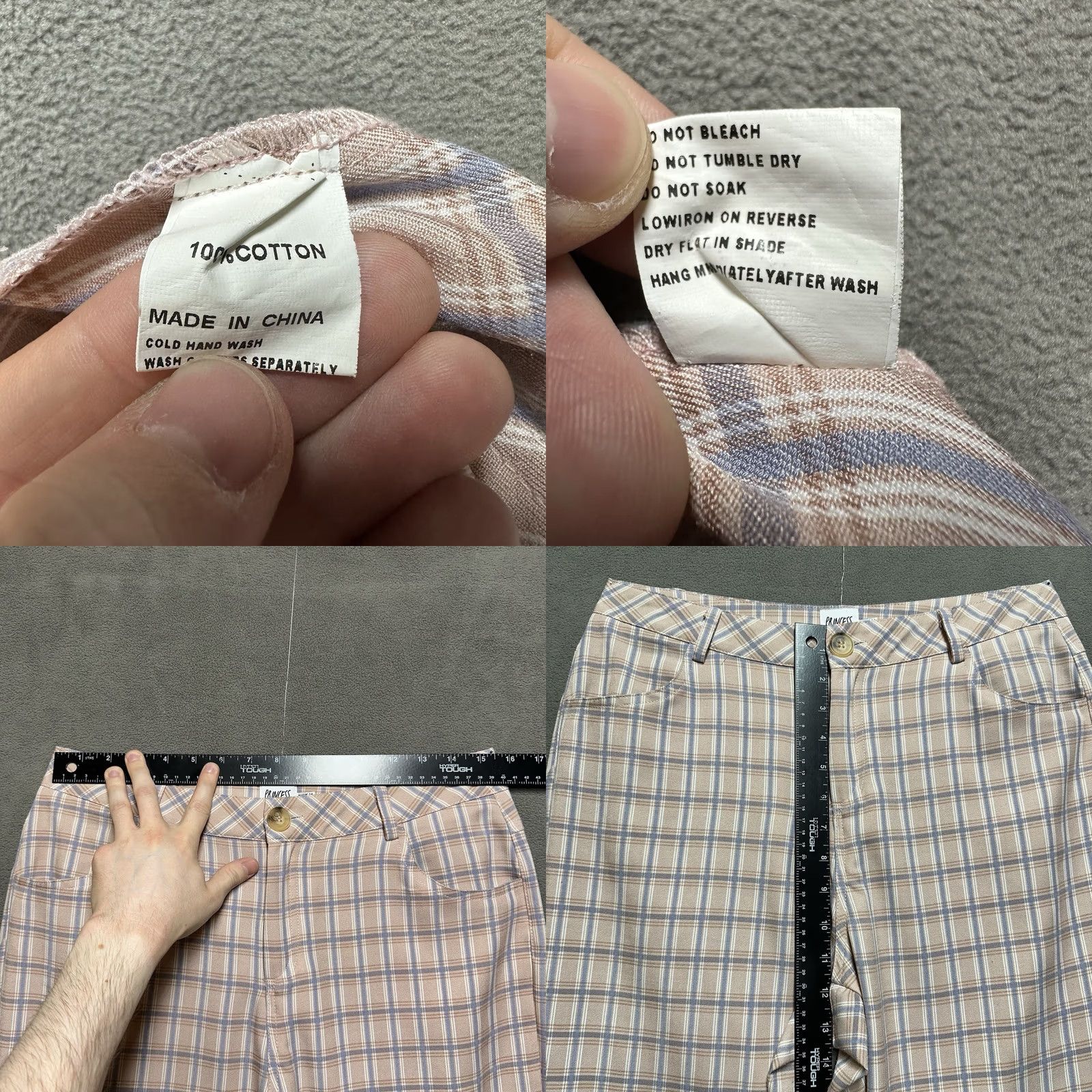 PRINCESS POLLY Princess Polly Pants Womens Size 10 Pink Plaid Flare Bootcut Wide Leg Stretch Trouser Size 32" / US 10 / IT 46 - 8 Thumbnail