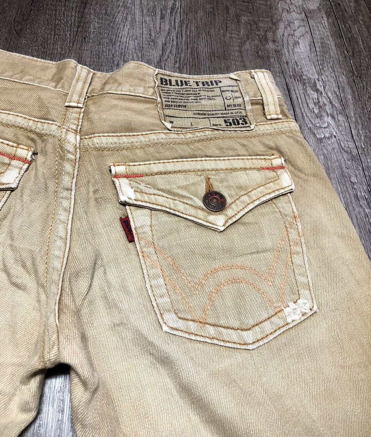 Edwin × Vintage Vintage Edwin 503 Blue Trip Flare Jeans Unisex Size US 30 / EU 46 - 16 Thumbnail