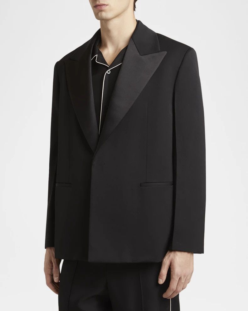 Jil Sander o1loc1c0426 Satin Peak Lapel Jacket in Black Size US XL / EU 56 / 4 - 4 Thumbnail
