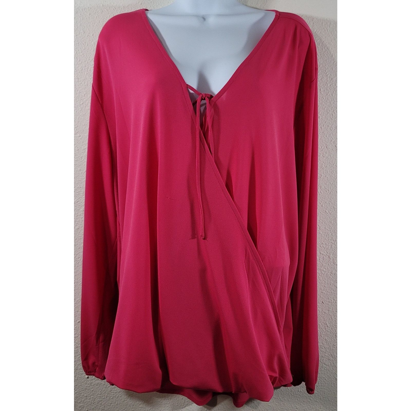 Other Cato Pink Fuchsia Crisscross Tie Front Top 22W 24W Flowy Size 3XL / US 20-22 - 1 Thumbnail