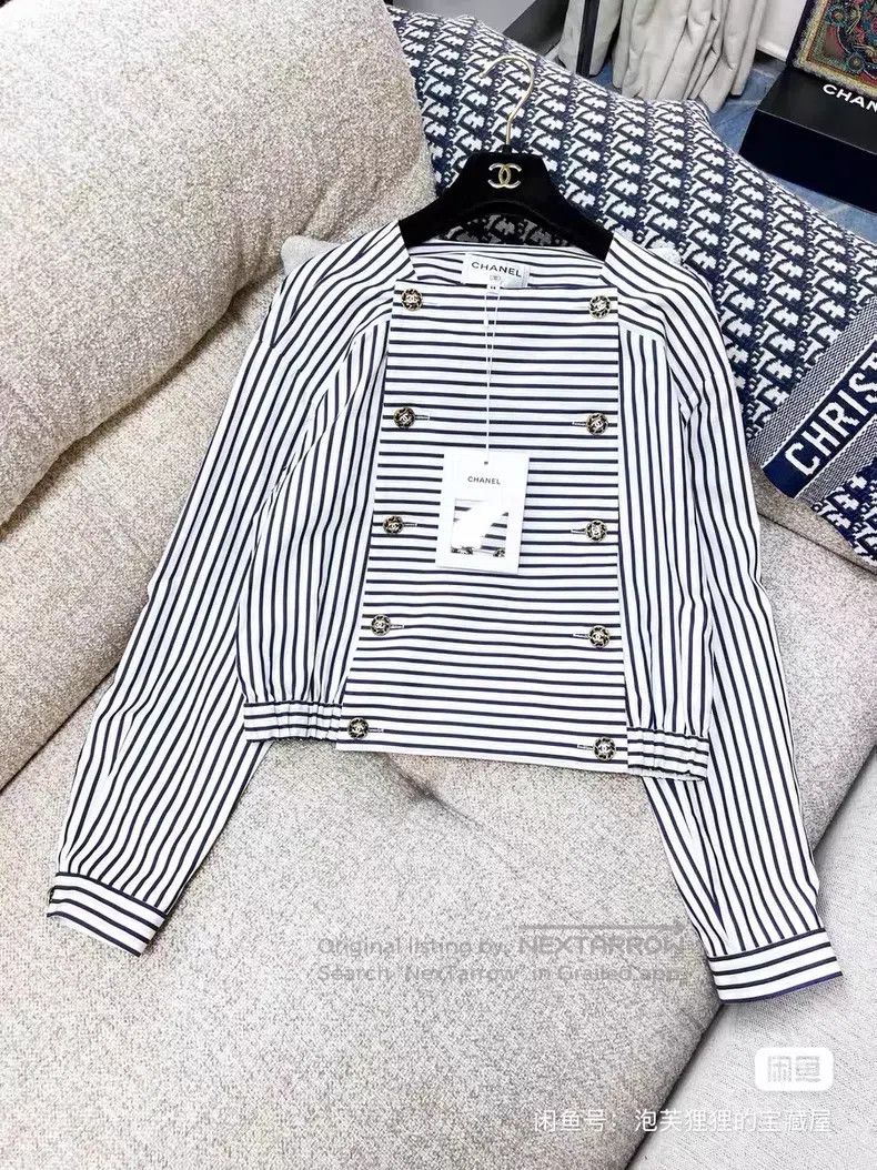 Chanel Chanel Striped double-breasted square collar shirt Size XS / US 0-2 / IT 36-38 - 1 Thumbnail
