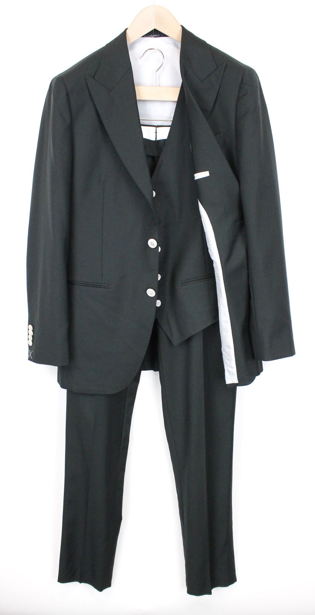 image of Suitsupply La Spalla Uk38R Single-Breasted Green Wool 3 Piece 70740, Men's
