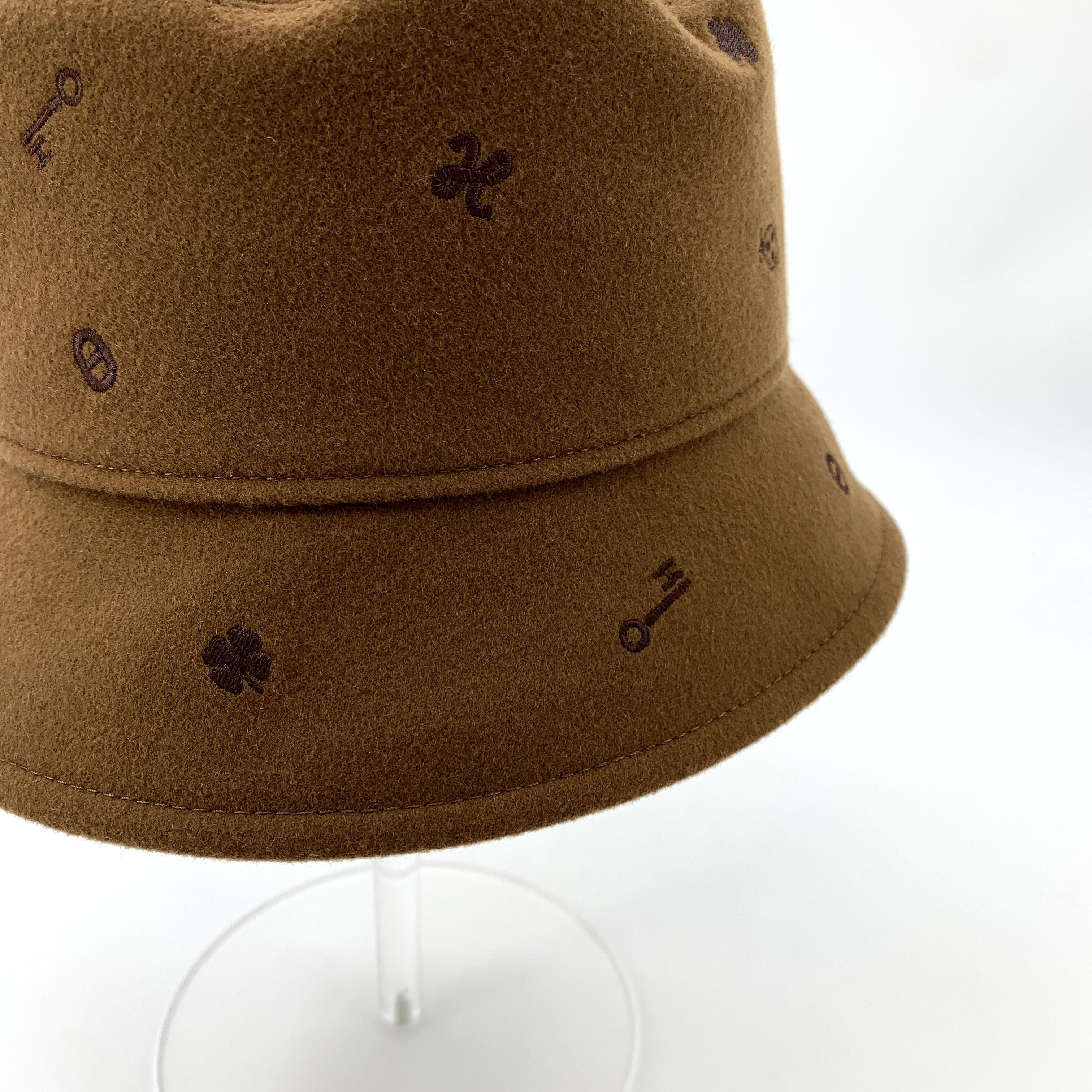 Hermes Hermès Brown Embroidered Cashmere Bucket Hat (Size 60cm) Size ONE SIZE - 6 Thumbnail