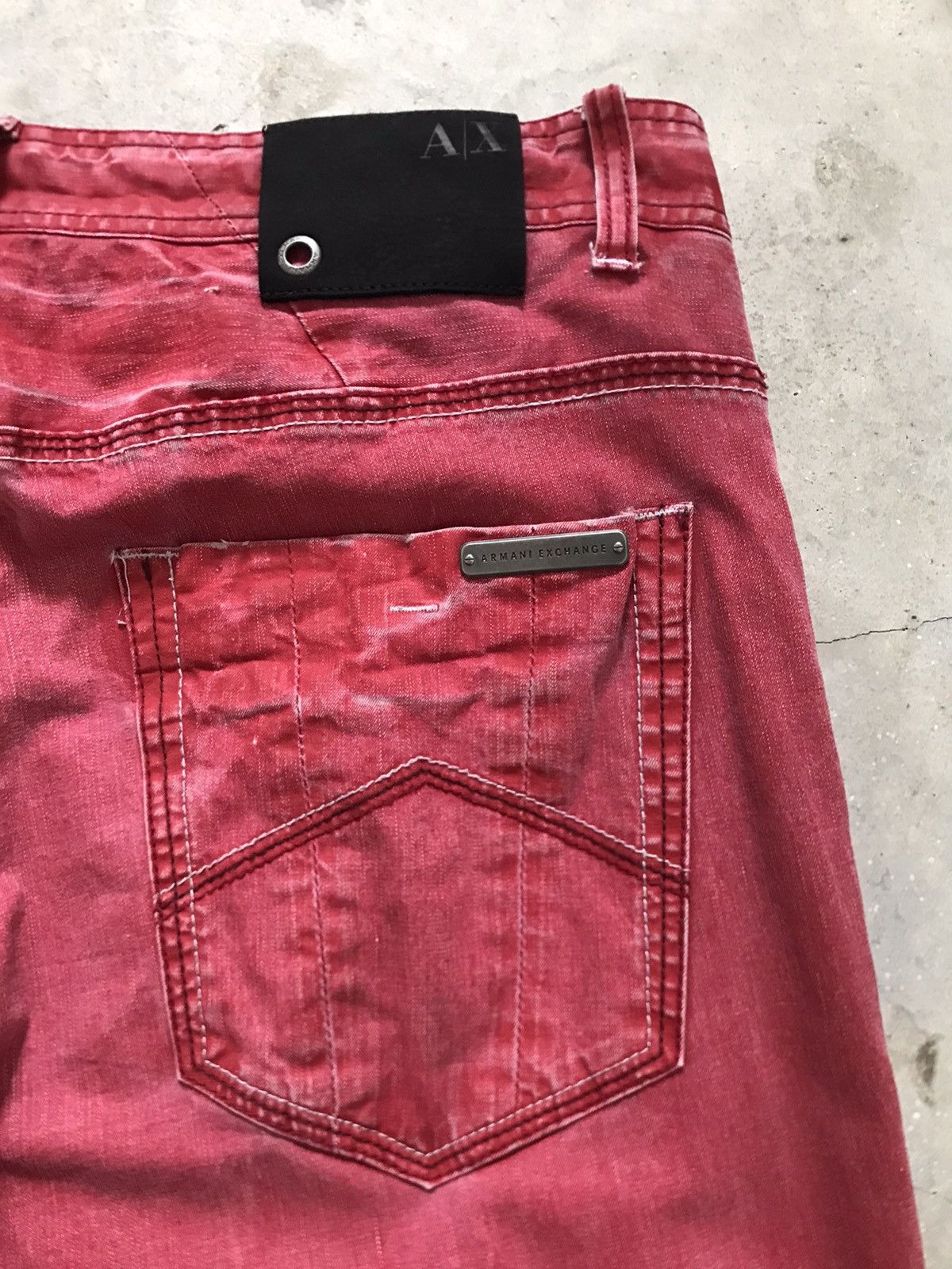 Armani Exchange Armani Exchange AX Rubra Red Distressed Denim Jeans Size US 33 - 14 Thumbnail
