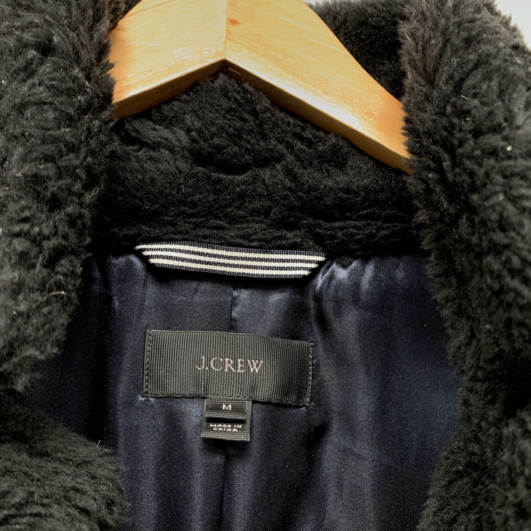 J.Crew VINTAGE JCrew Black Sherpa Teddy Coat Womens Medium Deep Pile Sherpa Casual Lined Size M / US 6-8 / IT 42-44 - 4 Thumbnail
