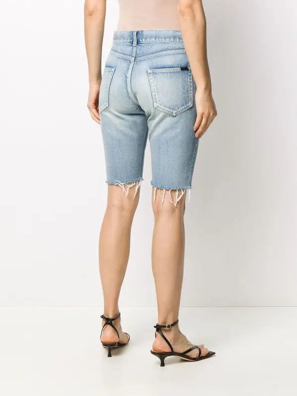 Saint Laurent Paris o1y0126 Denim Short in Blue Size 25" / US 0 / IT 36 - 3 Thumbnail