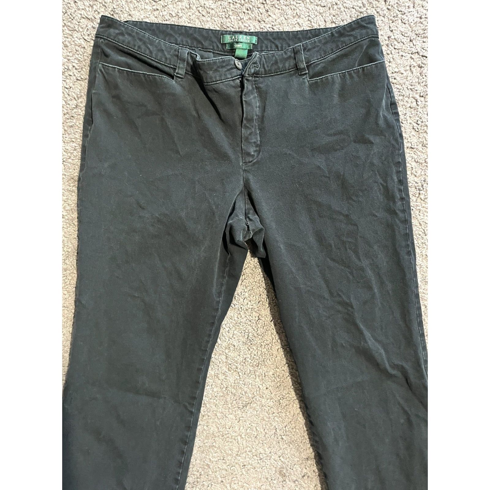 Ralph Lauren VINTAGE? Actually not vintage; It's Lauren Ralph Lauren Women's Plus Size Pants Black Chino 16 Inseam 27" Curvy Fit 16 Womens Pants Size 38" / US 16 / IT 52 - 2 Thumbnail