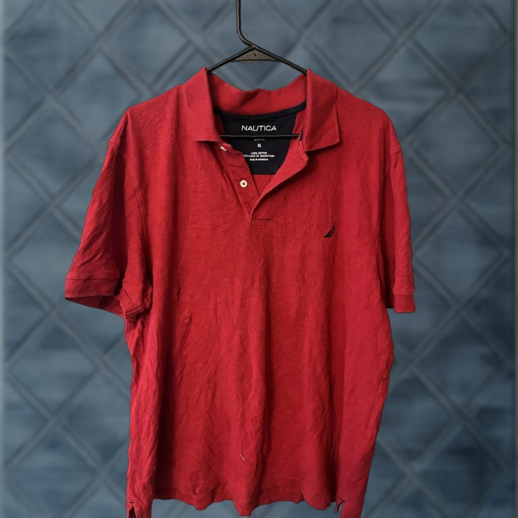 Nautica Nautica Polo Shirt - Red - Men's XL - Short Sleeve - Slim Fit - Button Collar - Logo - Classic Golf/Boating Shirt Size US XL / EU 56 / 4 - 1 Thumbnail