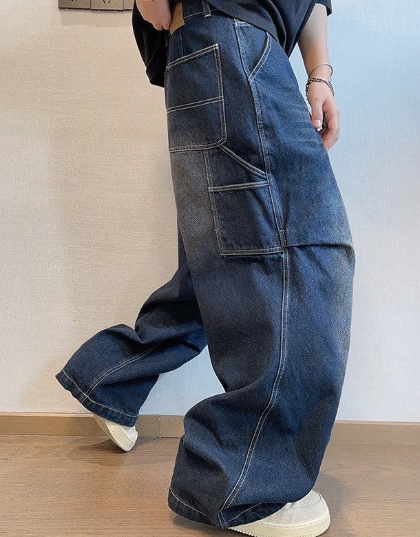 Japanese Brand × Vintage Outdoor retro washed pleated baggy carpenter jeans pants Size US 32 / EU 48 - 4 Thumbnail
