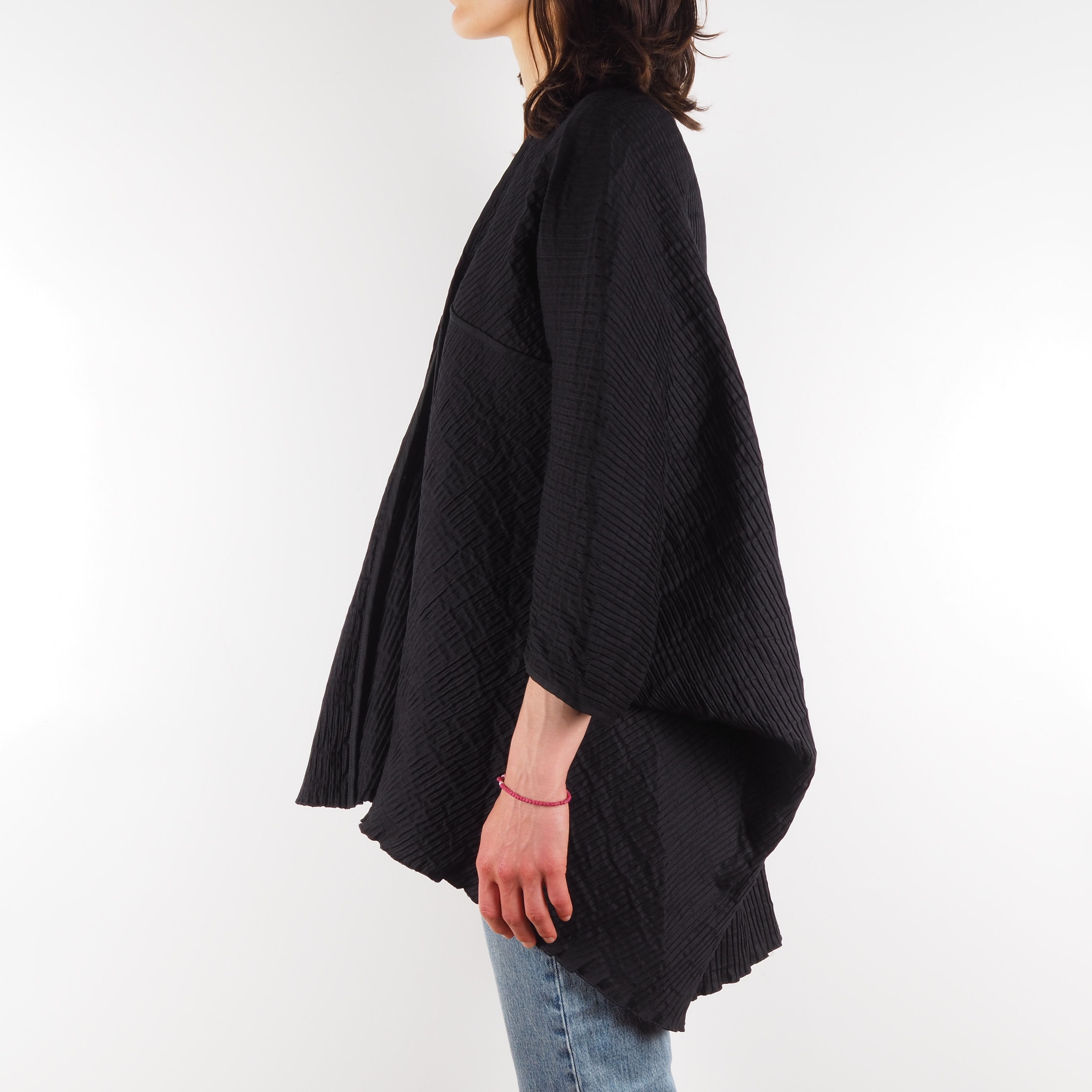 OSKA Oska Black Textured Pleats Oversized Kimono Jacket Size ONE SIZE - 4 Thumbnail