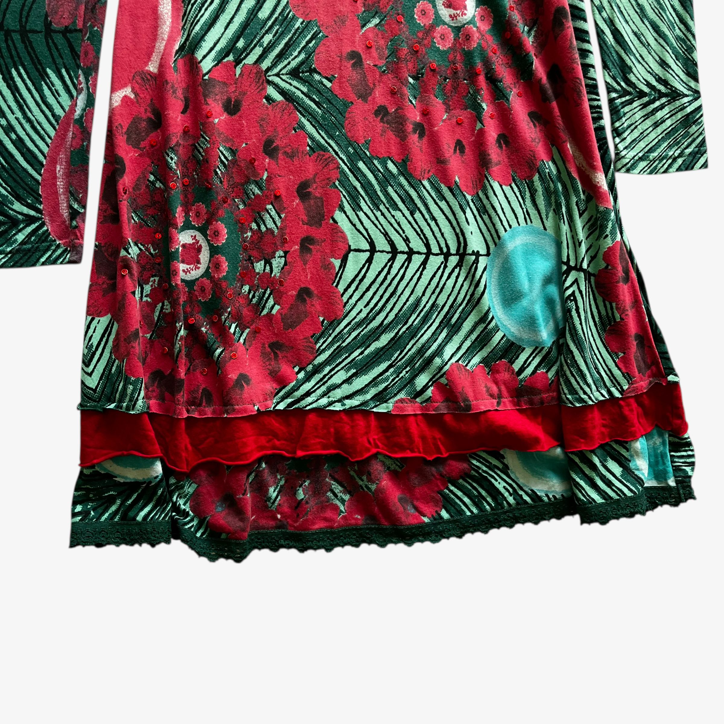 Desigual Vintage Y2K Women's Desigual Peacock & Floral Print Dress Size S / US 4 / IT 40 - 4 Thumbnail