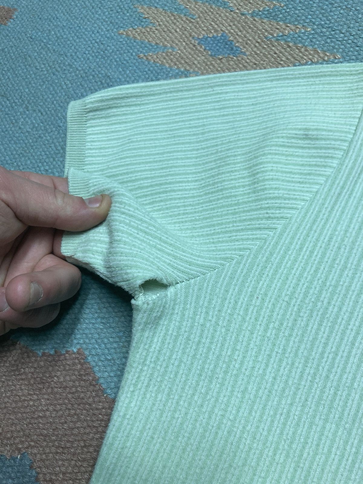 Vintage Vintage 60s t shirt striped textured green women’s large Size L / US 10 / IT 46 - 5 Thumbnail