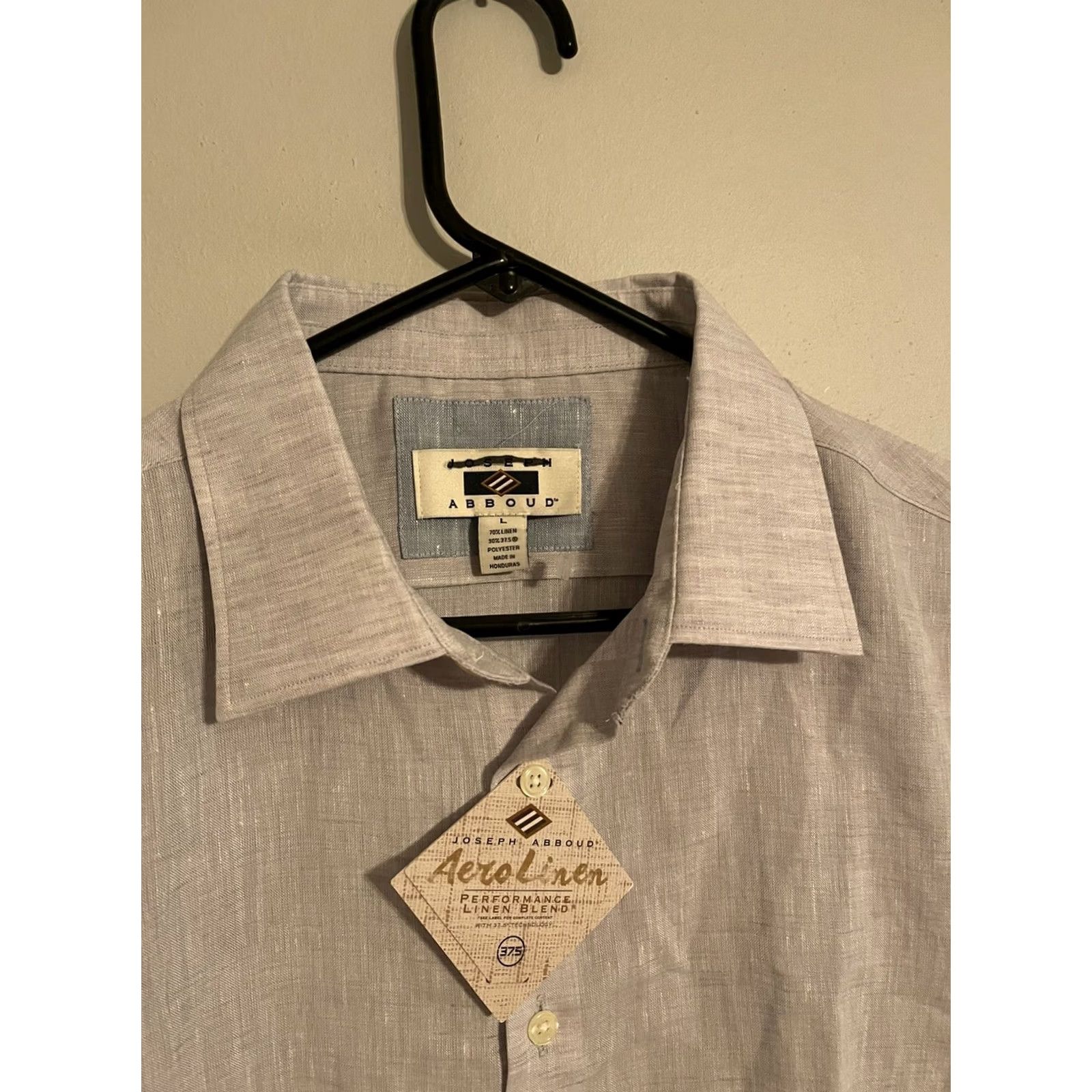 Joseph Abboud Joseph Abboud Aero Linen 37.5 Gray L/S Button Up Dress Shirt Mens Large New Shirt Size 42R - 2 Thumbnail