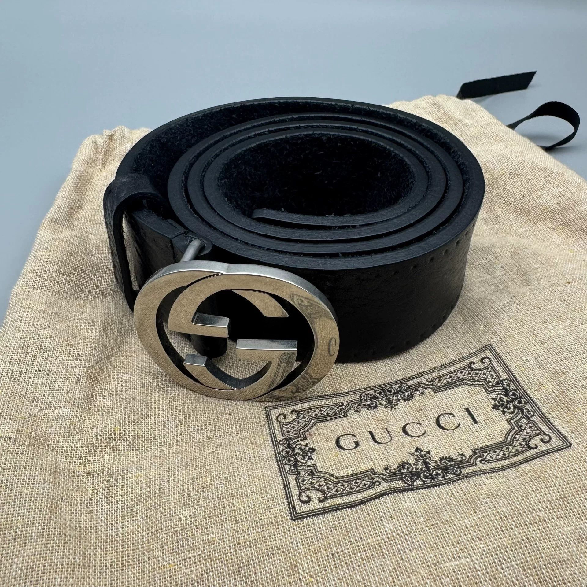 Gucci Gucci Wild Cow Leather Black Belt 95 3.8cm Size ONE SIZE - 1 Thumbnail