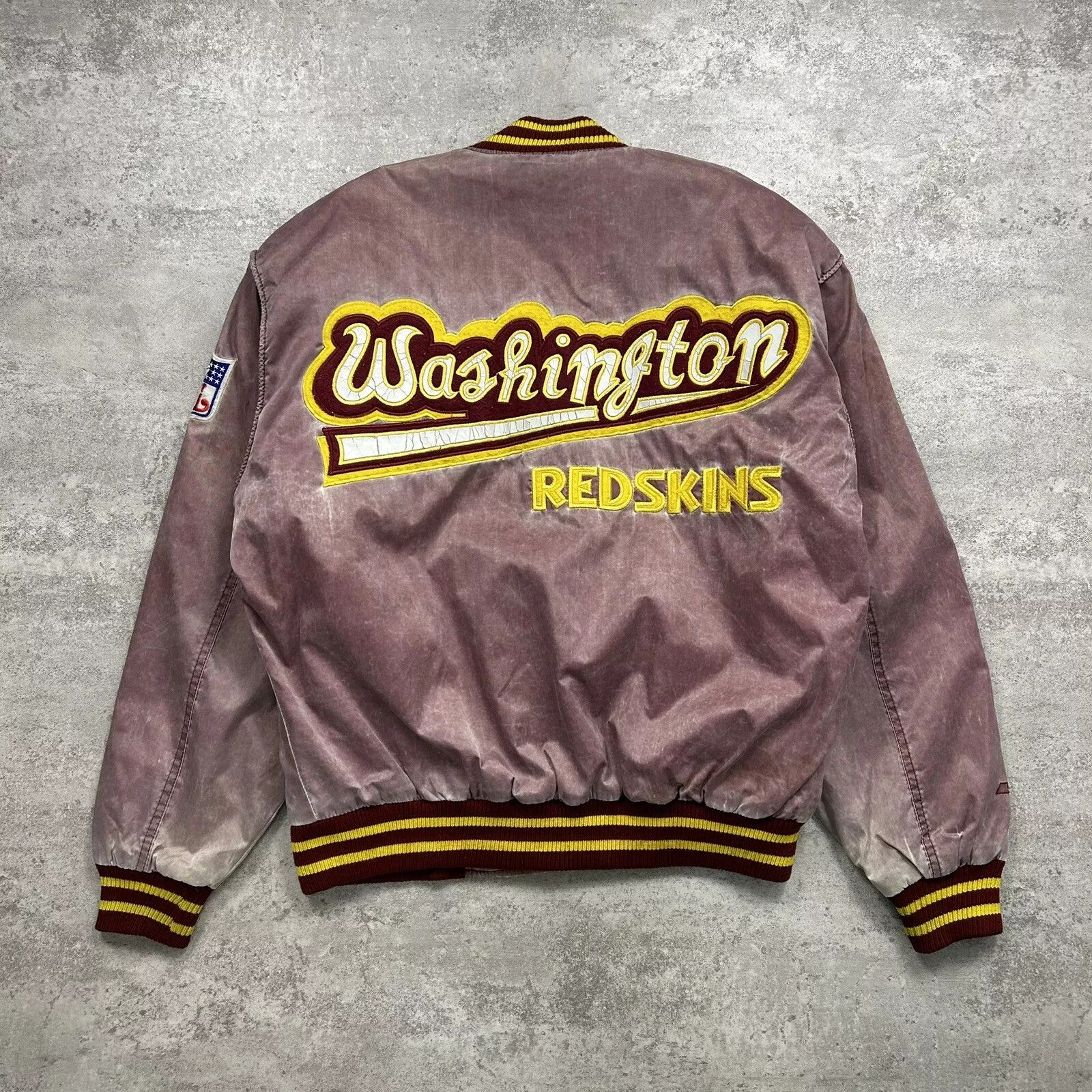 WASHINGTON REDSKINS EAST POINT STONE WASH BOMBER JACKET