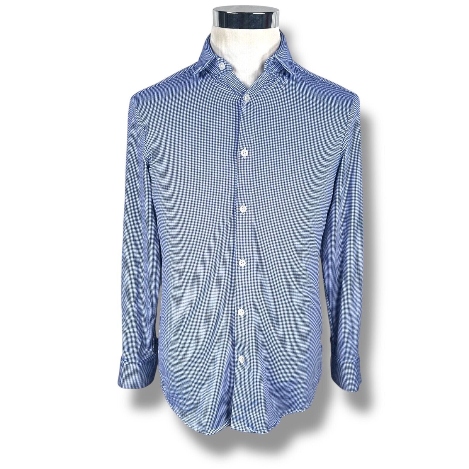 Mizzen+Main Mizzen + Main Shirt Mens Small Blue White Micro Button-Up Size US S / EU 44-46 / 1 - 1 Thumbnail