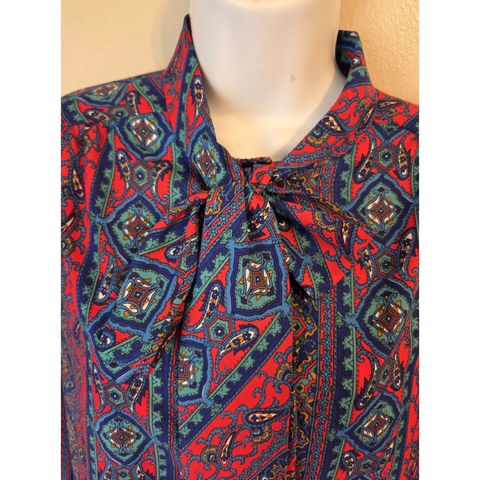 Vintage VINTAGE Arabella Blake Paisley Geometric Print Button Up Shirt 14 Mens Size XL / US 12-14 / IT 48-50 - 2 Thumbnail