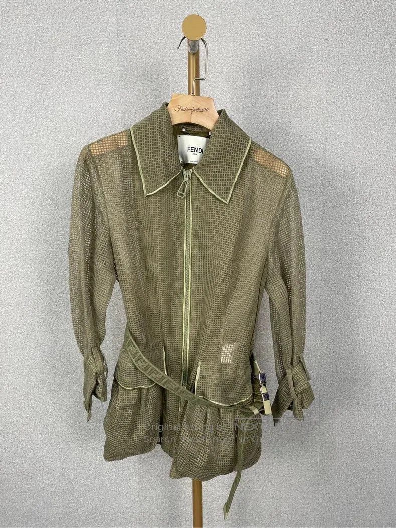 Fendi Fendi Green Textured Waistcoat Jacket. Size US M / EU 48-50 / 2 - 1 Thumbnail