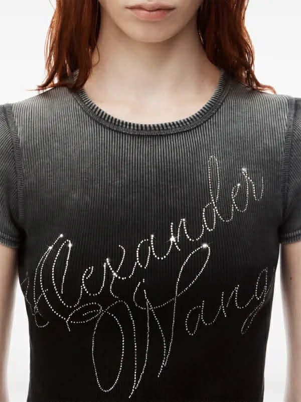 Alexander Wang Alexander Wang Hotfix Cursive-logo cotton T-shirt Size M / US 6-8 / IT 42-44 - 2 Thumbnail