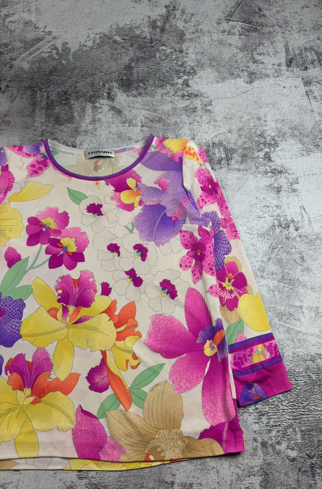 Leonard Paris × Vintage RARE Leonard Paris Floral Silk 40 Designer Tunic Dress Luxury Shirt Blouse Top Size M / US 6-8 / IT 42-44 - 3 Thumbnail