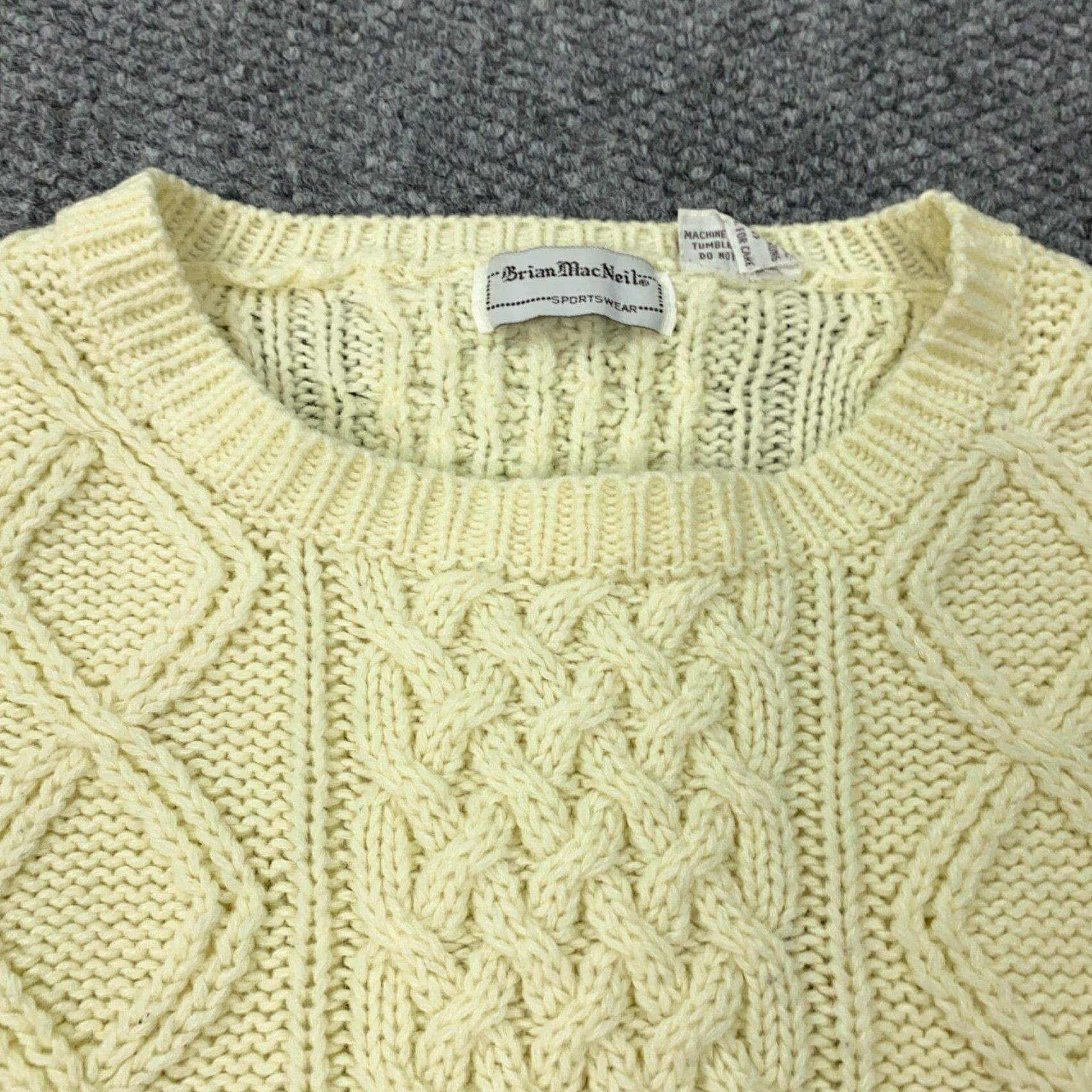 Vintage VINTAGE Brian MacNeil Sweater Mens XL Ivory Crew Neck Cable Knit Pullover Casual Size US XL / EU 56 / 4 - 4 Thumbnail