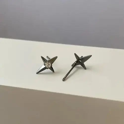 Sterling Silver Small Mini Star Stud Earrings for Men Women,CZ Star Earrings Size ONE SIZE - 4 Thumbnail