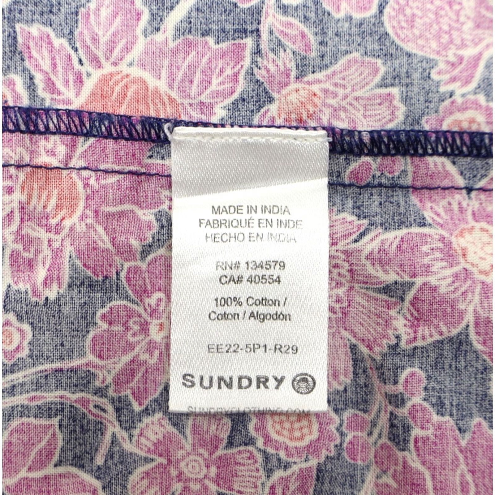 Sundry Sundry Women Mini Dress Floral Cotton Puff Sleeve V-Neck Short Multicolor Summer Casual Size S Pockets Womens Size S / US 4 / IT 40 - 5 Thumbnail