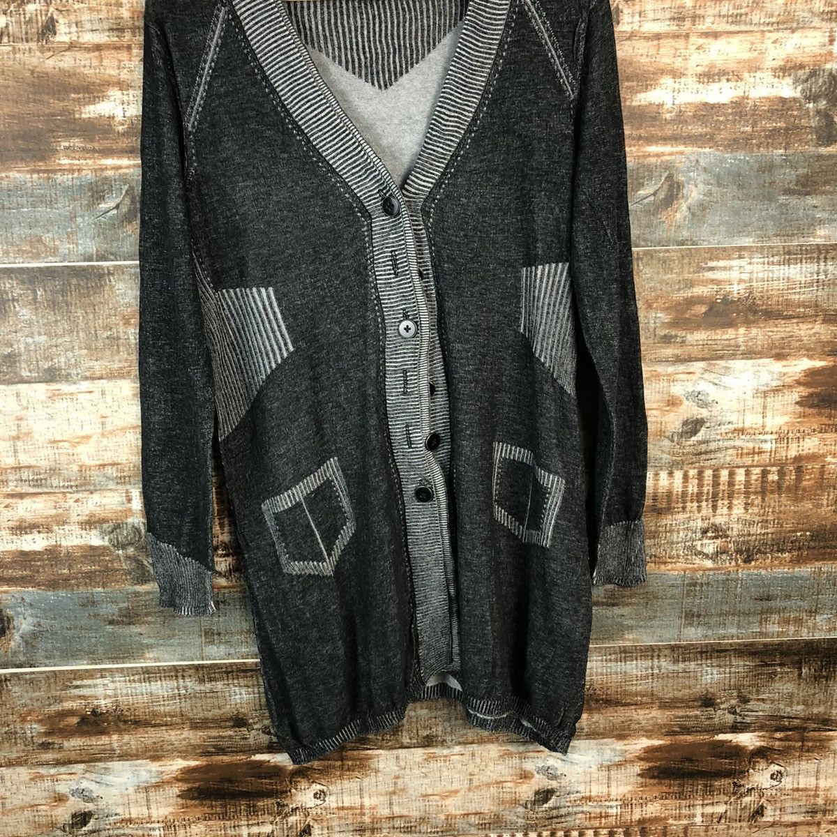 Hiroko Koshino Homme Hiroko Bis Grey Cardigan Knitwear #A961 Size M / US 6-8 / IT 42-44 - 3 Thumbnail
