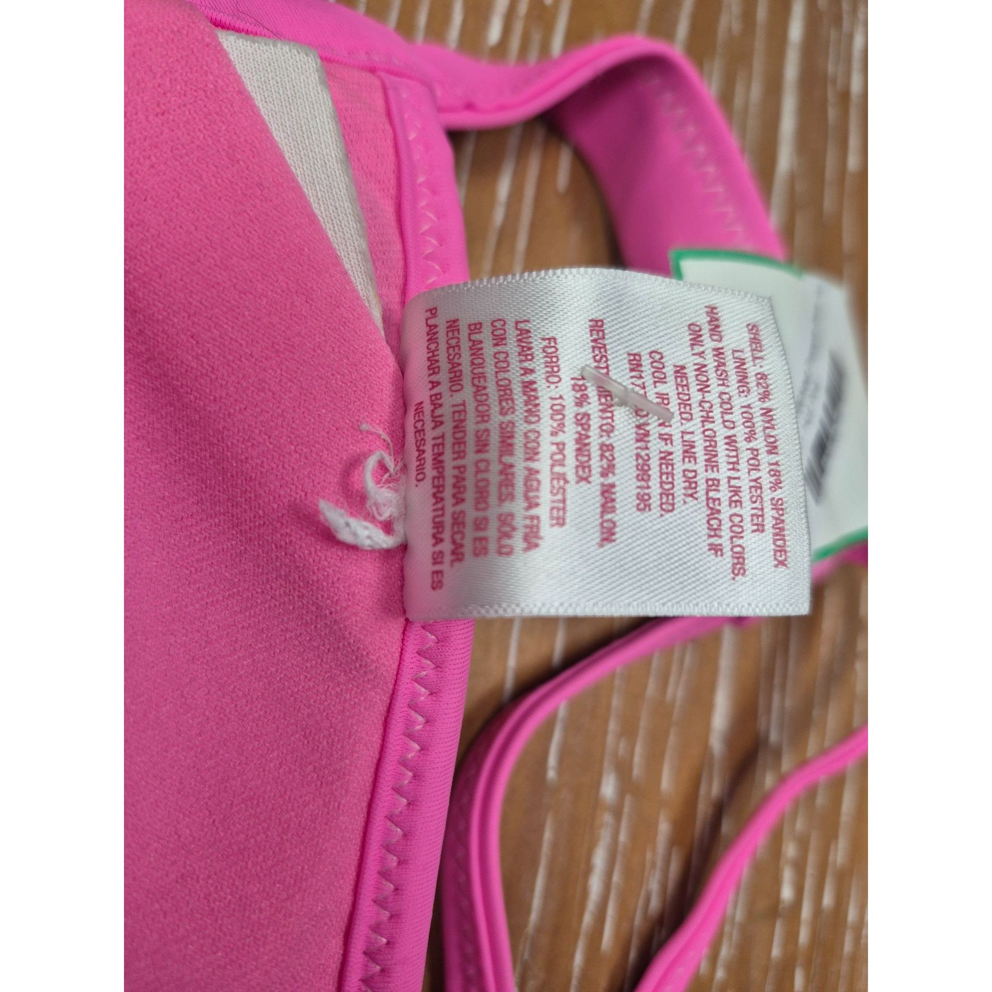 Other Pink Triangle Bikini Top With Strappy Back & Chevron Stitch Size ONE SIZE - 3 Thumbnail