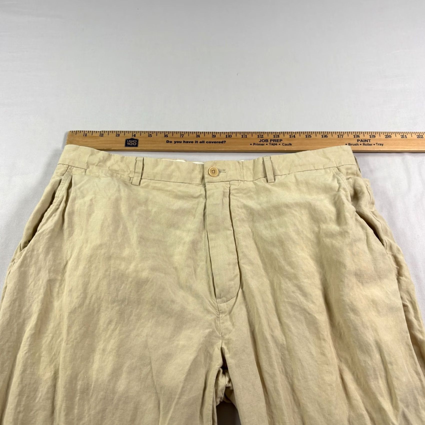 Polo Ralph Lauren VINTAGE Polo Ralph Lauren Pants Mens 36x26 Beige Linen Silk Straight Leg Beach Casual Flat Front Zip Size US M / EU 48-50 / 2 - 6 Thumbnail