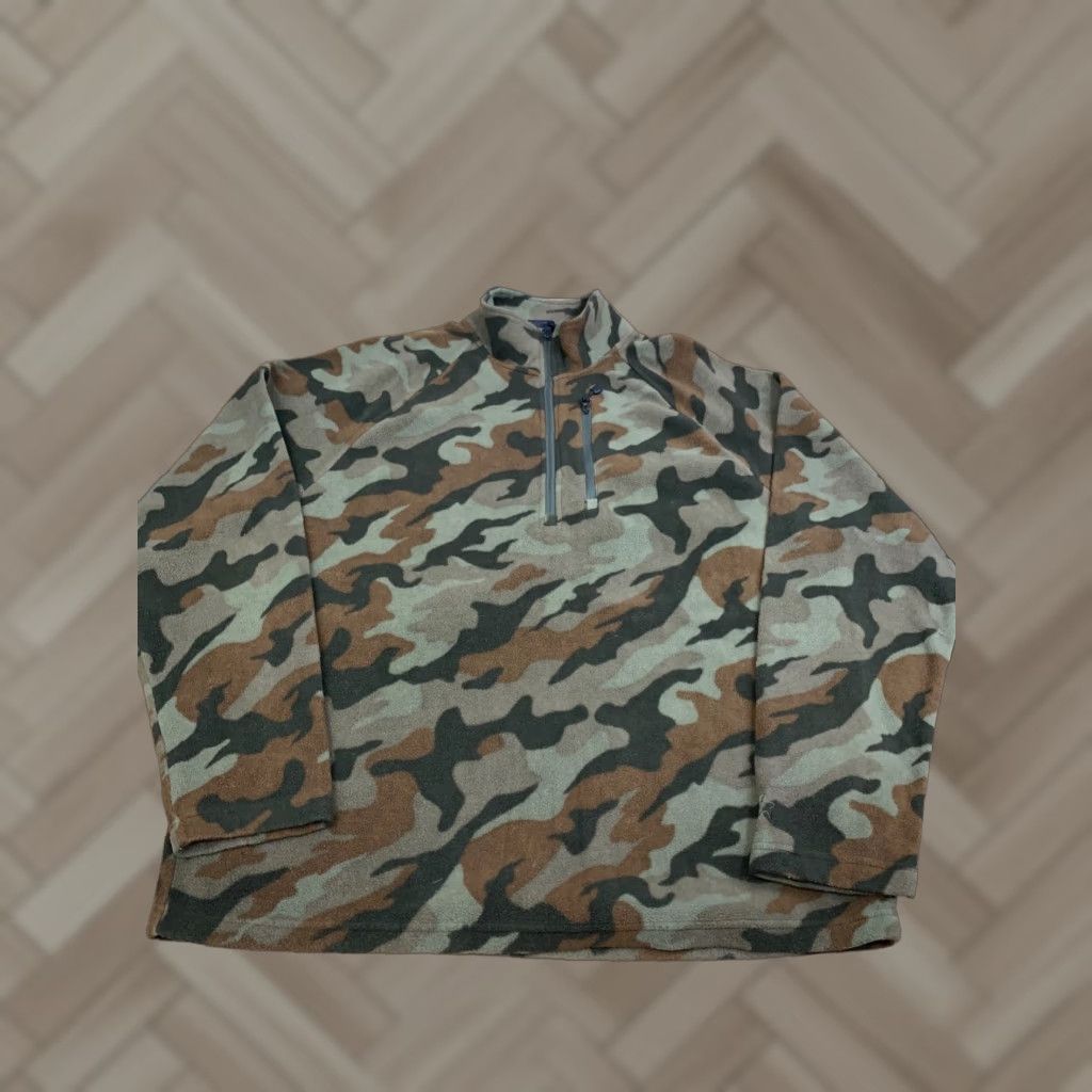 Starter Starter Sweatshirt Mens L 1/4 Zip Camouflage Green Pullover Mock Neck Casual Casualwear Outdoor Fleece Polyester Size US L / EU 52-54 / 3 - 1 Thumbnail