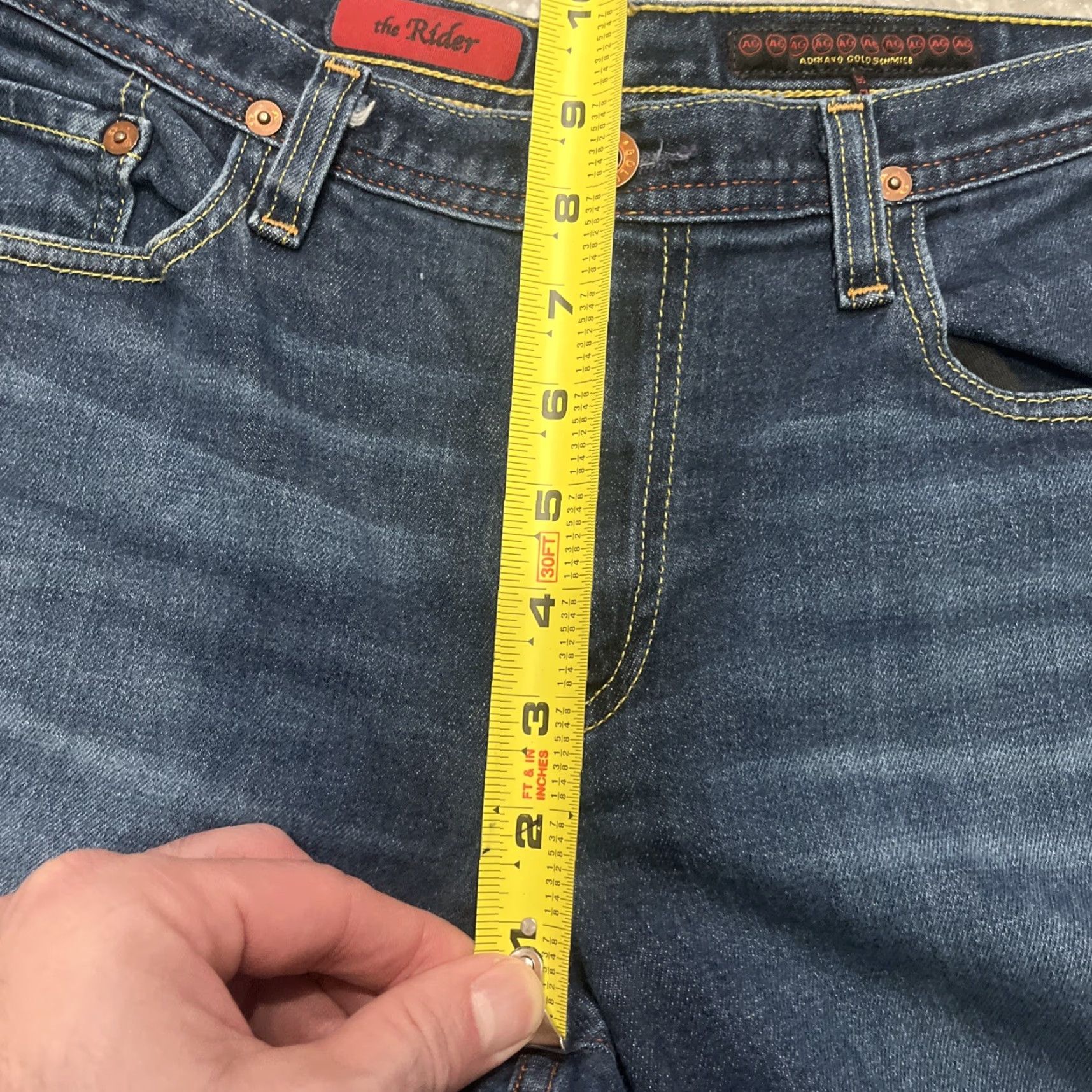 Denime AG Adriano Goldschmied The Rider Denim Blue Jeans 32x30 Women's Regular Fit Distressed Straight Jeans Size 24" / US 00 / IT 34 - 4 Thumbnail