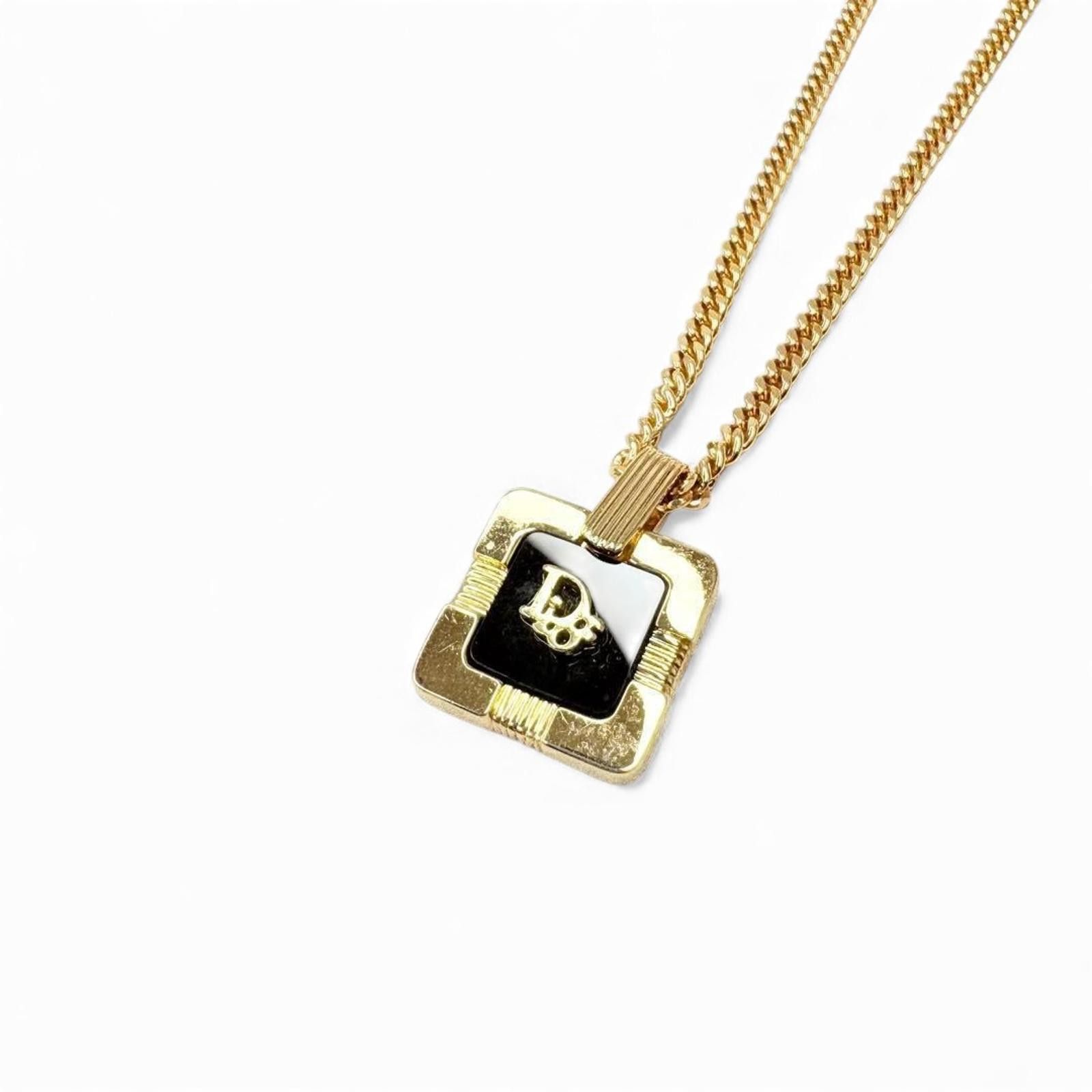 Christian Dior Monsieur Christian Dior - Gold Tone Square Pendant Necklace Size ONE SIZE - 1 Thumbnail