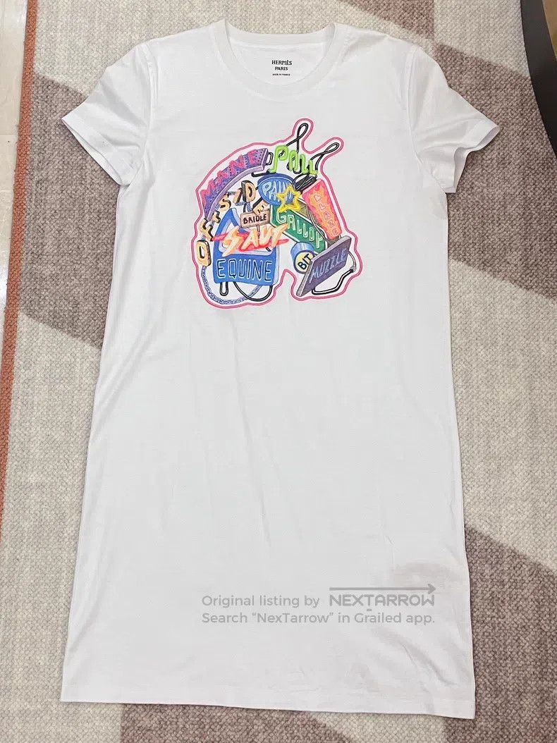 Hermes Hermes Chevaloscope horse head embroidery white T-shirt dr Size XXS / US 00 / IT 34 - 1 Thumbnail