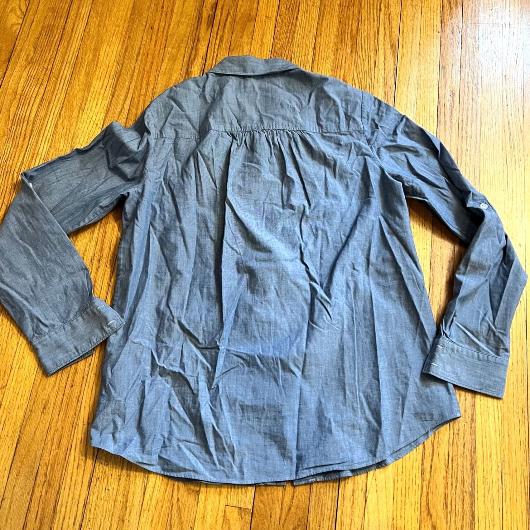 Vintage Kate Spade Womens 6 Button Down Chambray Blue Pleat Bib Top Size M / US 6-8 / IT 42-44 - 4 Thumbnail