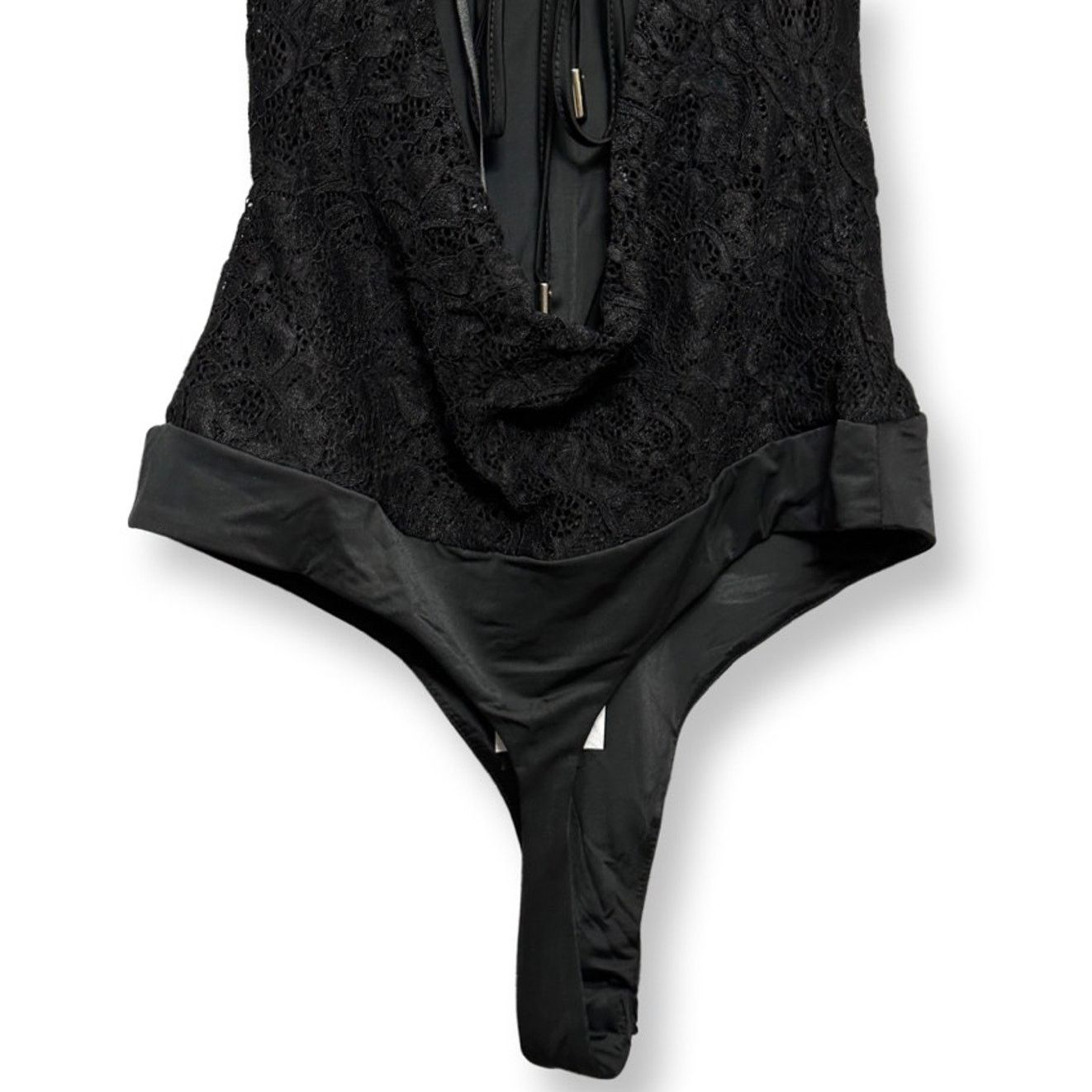 Other AFRM Bodysuit Sleeveless Deep Plunge Lace Overlay Black W S Size S / US 4 / IT 40 - 8 Thumbnail