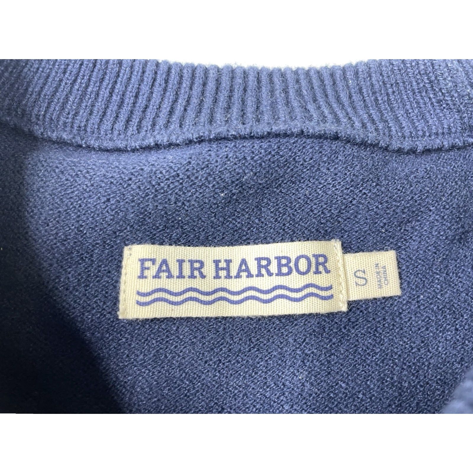 Vintage Fair Harbor Sweater Men Small Navy White Cotton Blend Stripe Crew Neck Pullover Size US S / EU 44-46 / 1 - 2 Thumbnail