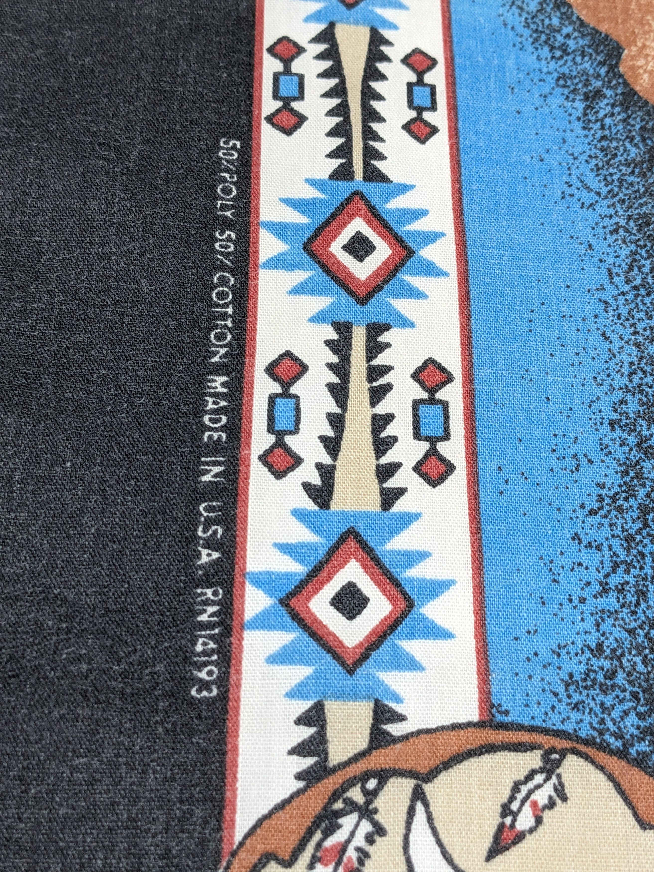 Primitive Vintage 70s Wamcraft Native American Warrior Horse Buffalo Size ONE SIZE - 2 Thumbnail