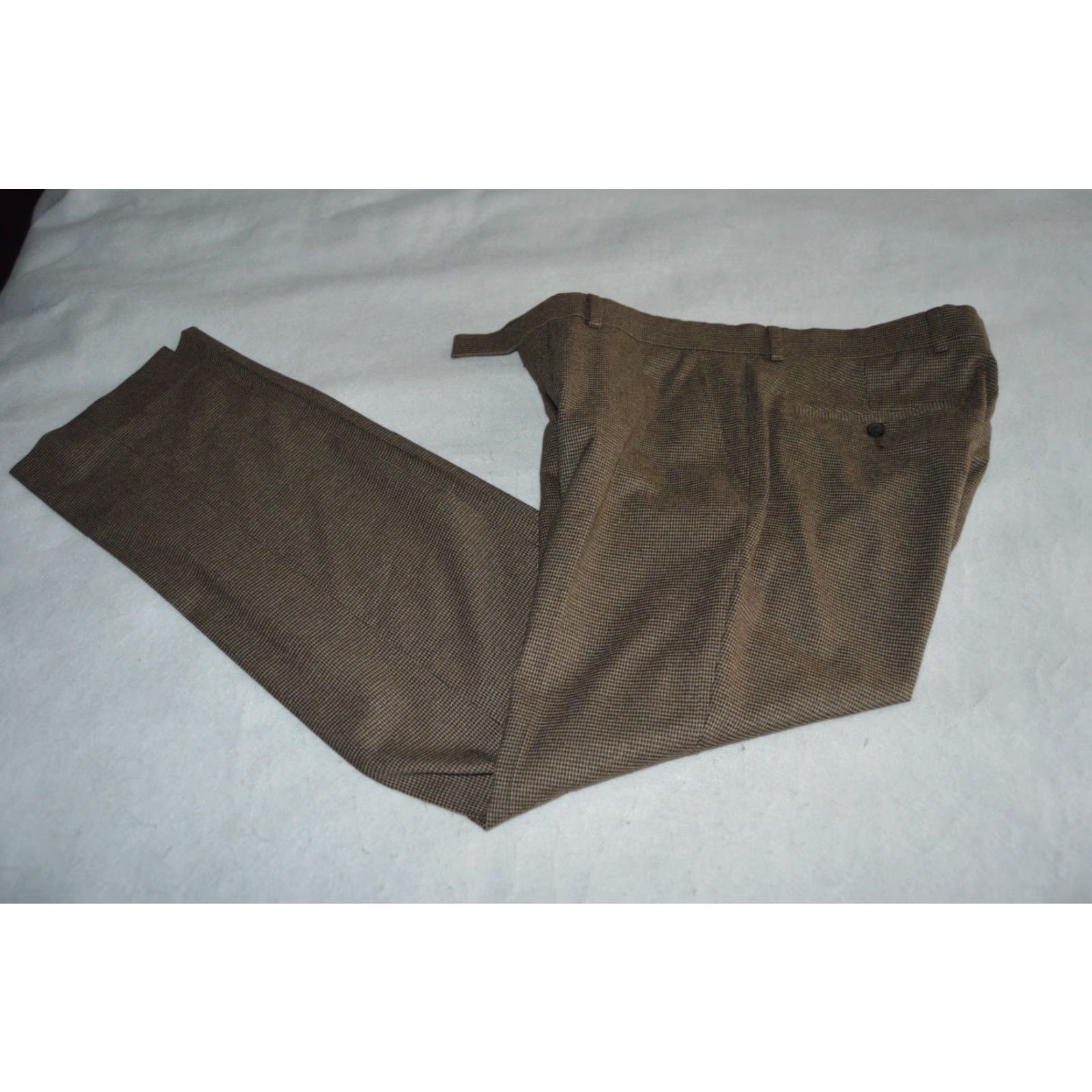 Kenneth Cole NWT Kenneth Cole Techni-Cole Pants Brown Houndstooth Slim Straight Zip Front Dress Pants Mens 40 Size US 40 / EU 56 - 2 Thumbnail