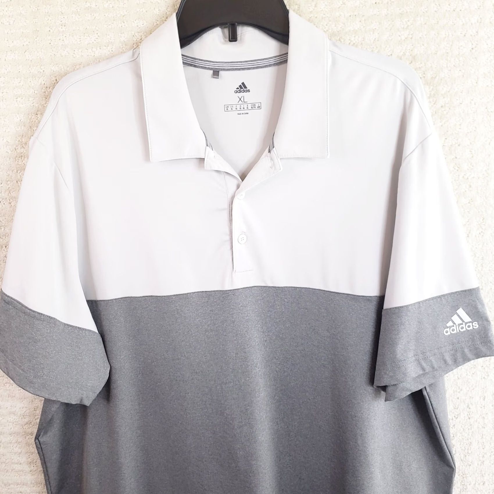 Adidas Adidas Shirt Men's XL White Gray Colorblock Polo Lightweight Golf Casual Shirt XL Men White Gray Size US XL / EU 56 / 4 - 2 Thumbnail