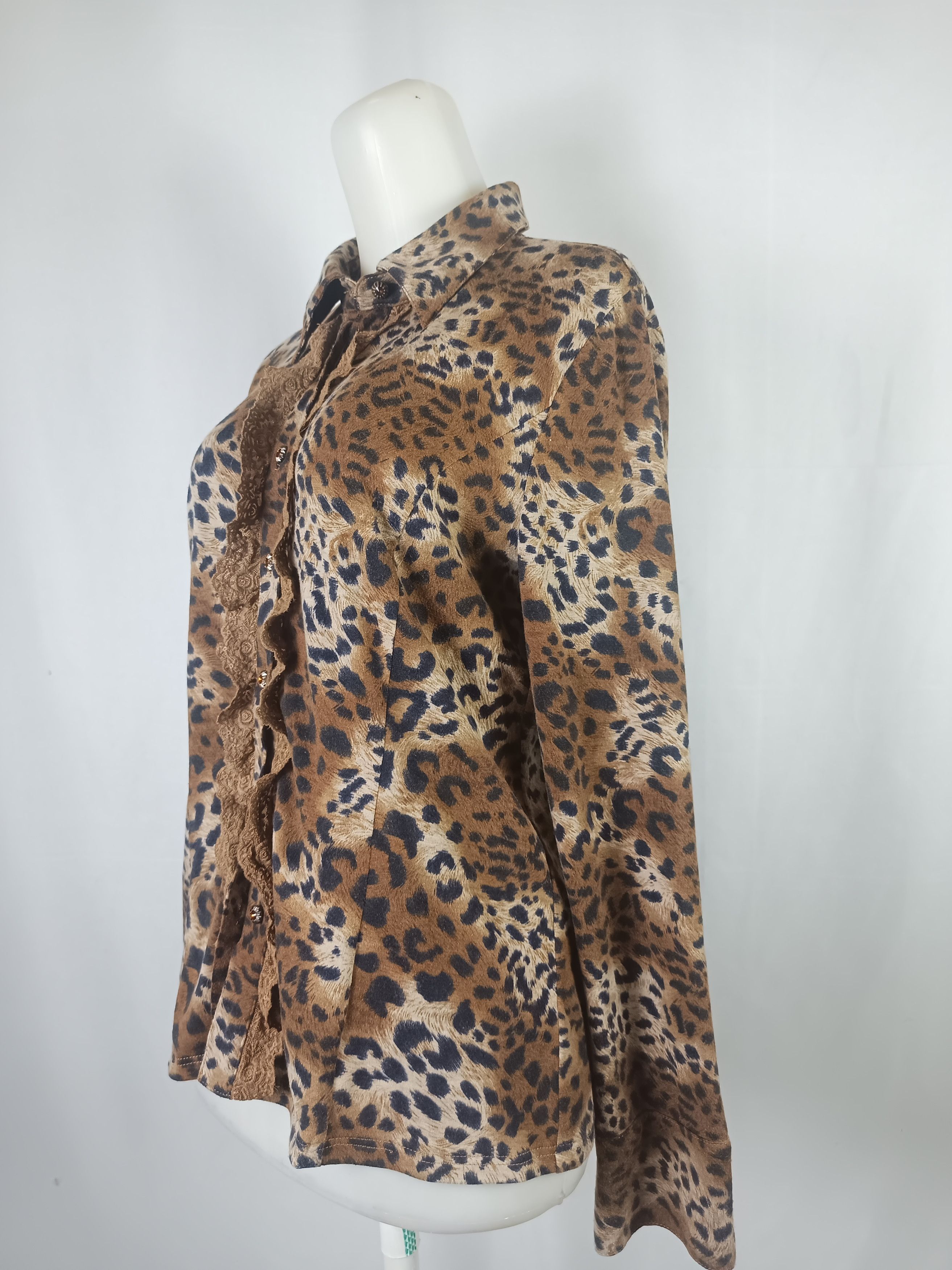 The Unbranded Brand FABIO FERRETTI Leopard Lace Shirt Size M / US 6-8 / IT 42-44 - 12 Thumbnail
