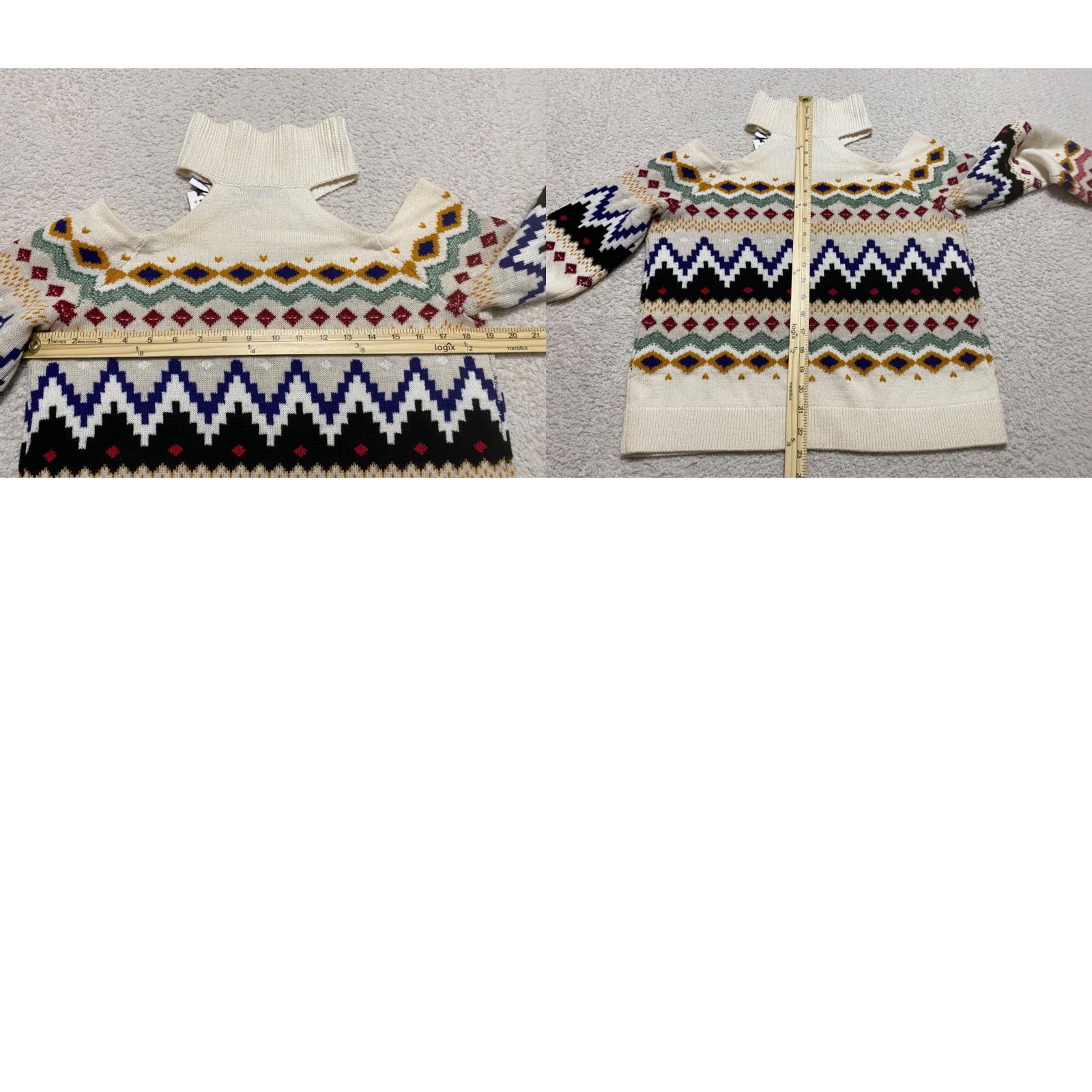 Alice + Olivia NWT Alice + Olivia Womens Medium Sweater Turtleneck Long Sleeve Geometric Multicolor Wool Pullover Casual Party/Cocktail 90s? Size M / US 6-8 / IT 42-44 - 8 Thumbnail