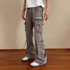 VIBE Wide Leg Cargo Gray Denim Jeans Size US 28 / EU 44 - 7 Thumbnail