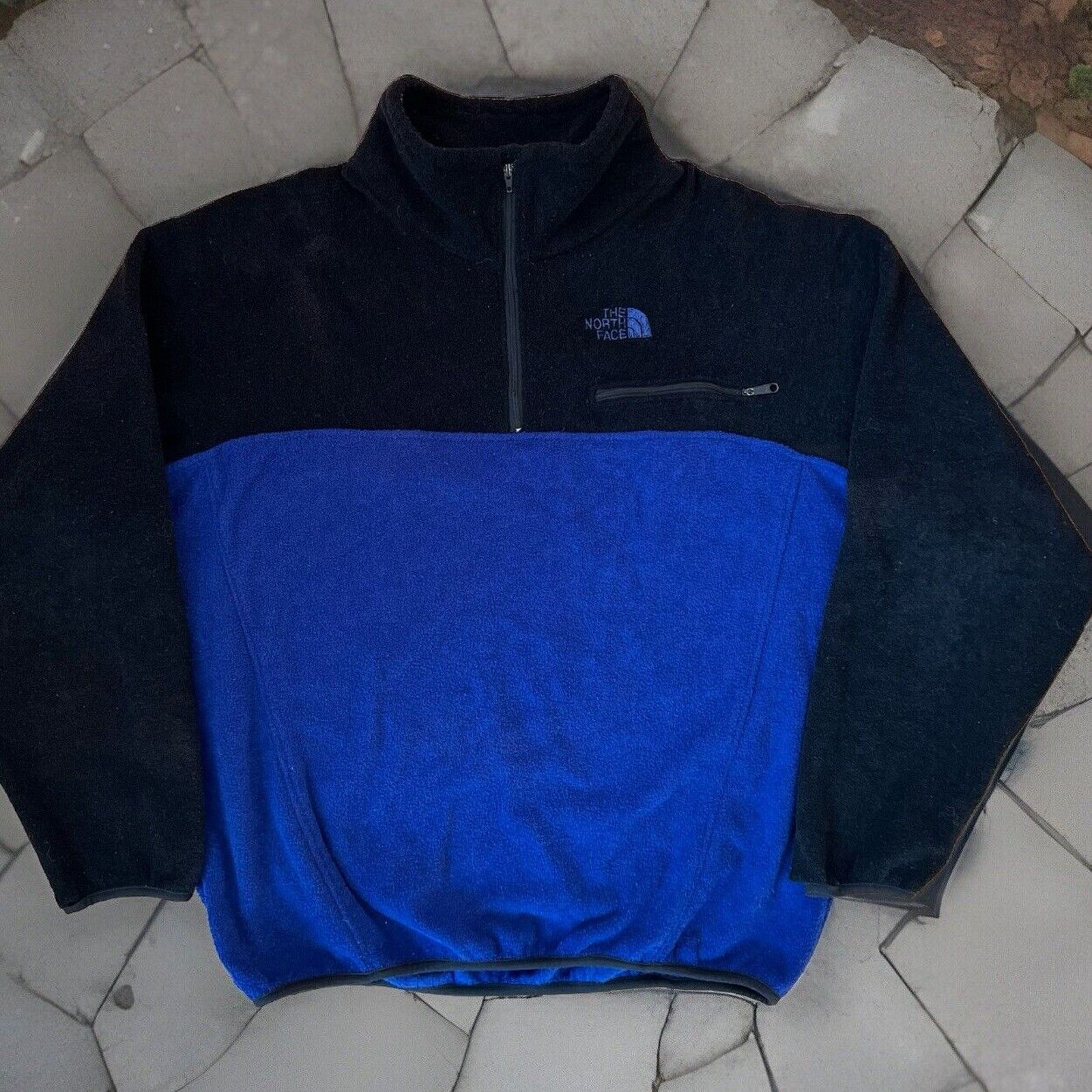 The North Face × Vintage Vintage North Face Jacket Blue Black 90s 1/4 Zip Lightweight Size US M / EU 48-50 / 2 - 1 Thumbnail