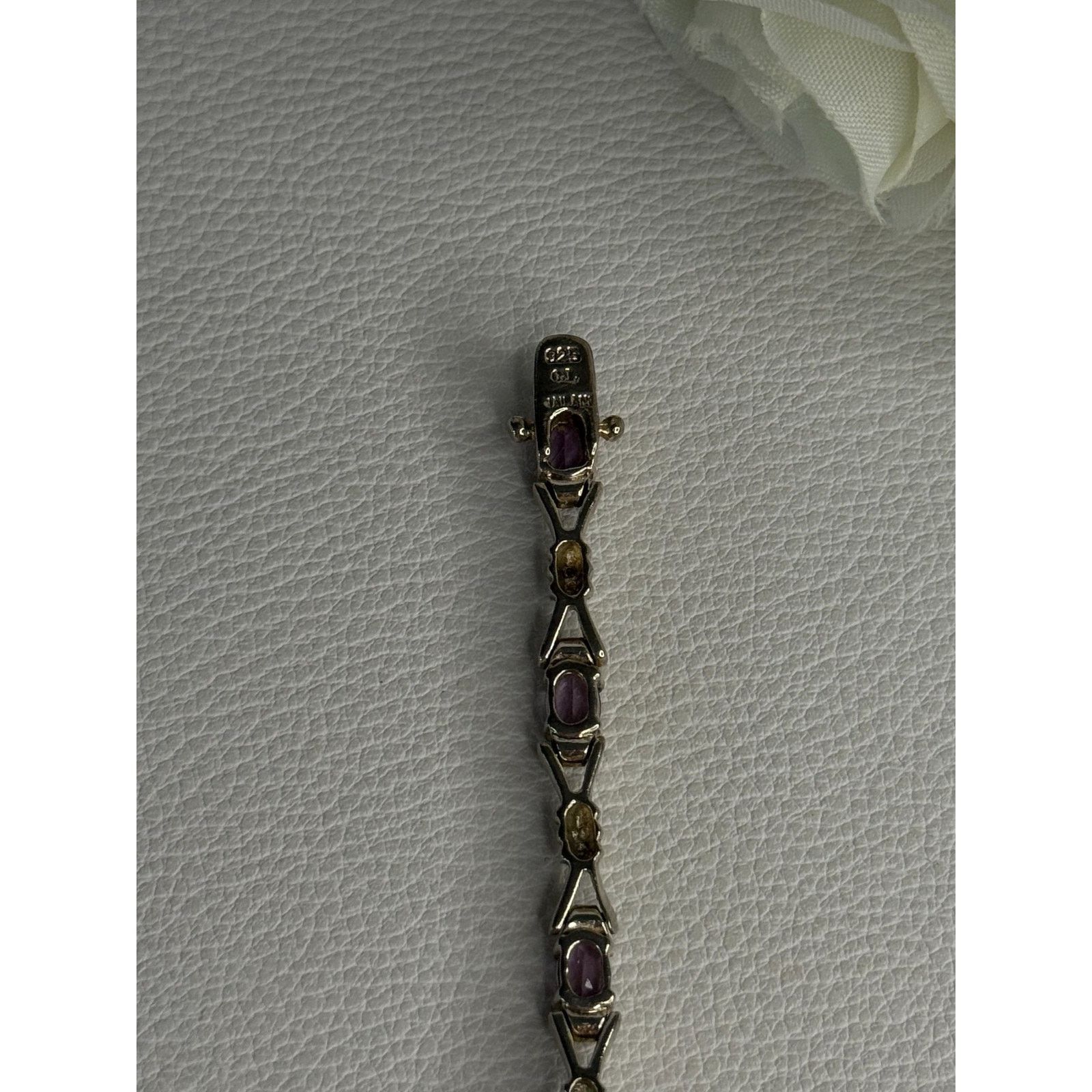 Jewelry 925 STERLING SILVER AMETHYST BRACELET LENGTH 7.5 Size ONE SIZE - 6 Thumbnail