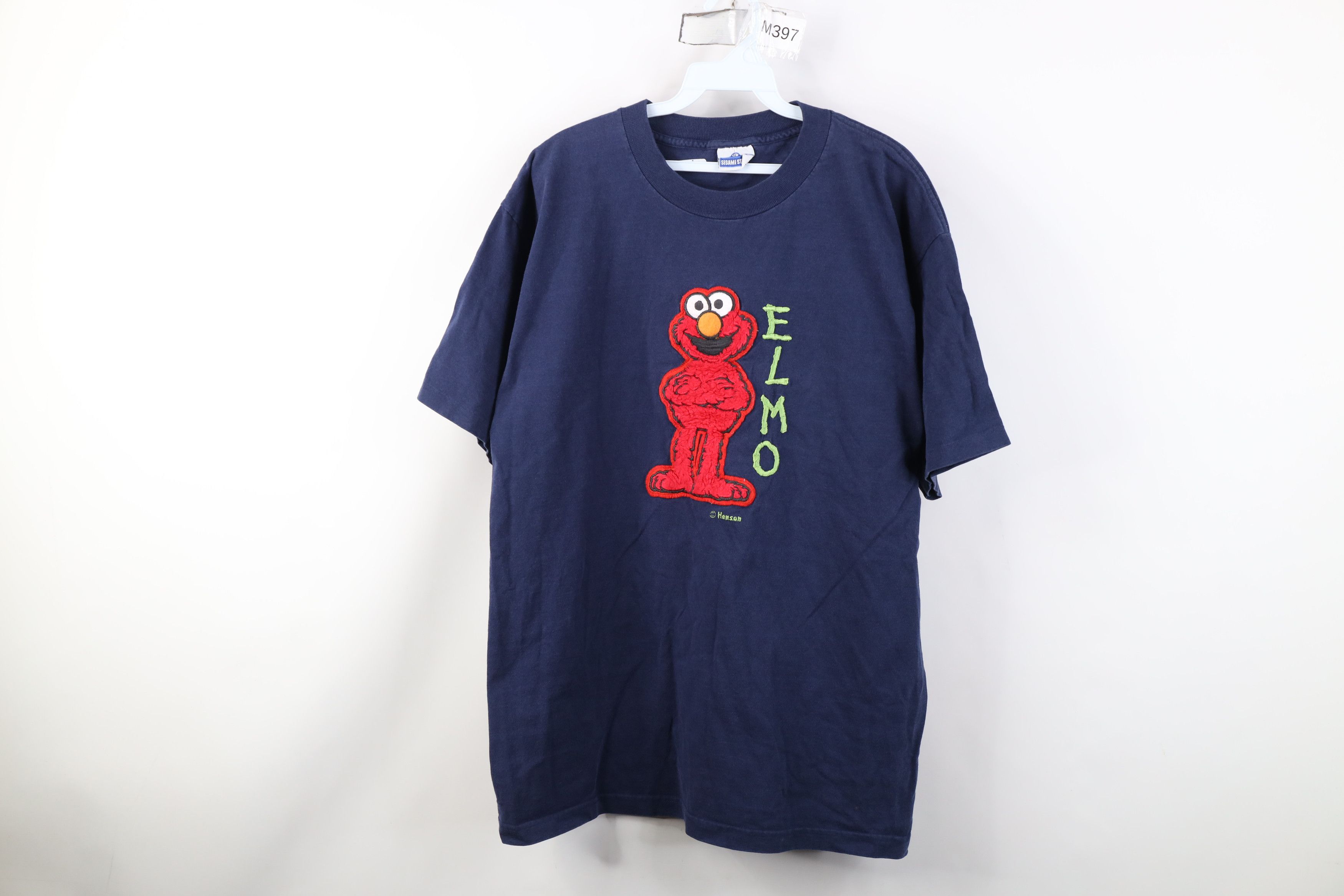 Vintage Vintage 90s Sesame Street Spell Out Elmo Muppet T-Shirt Blue Size US L / EU 52-54 / 3 - 1 Thumbnail
