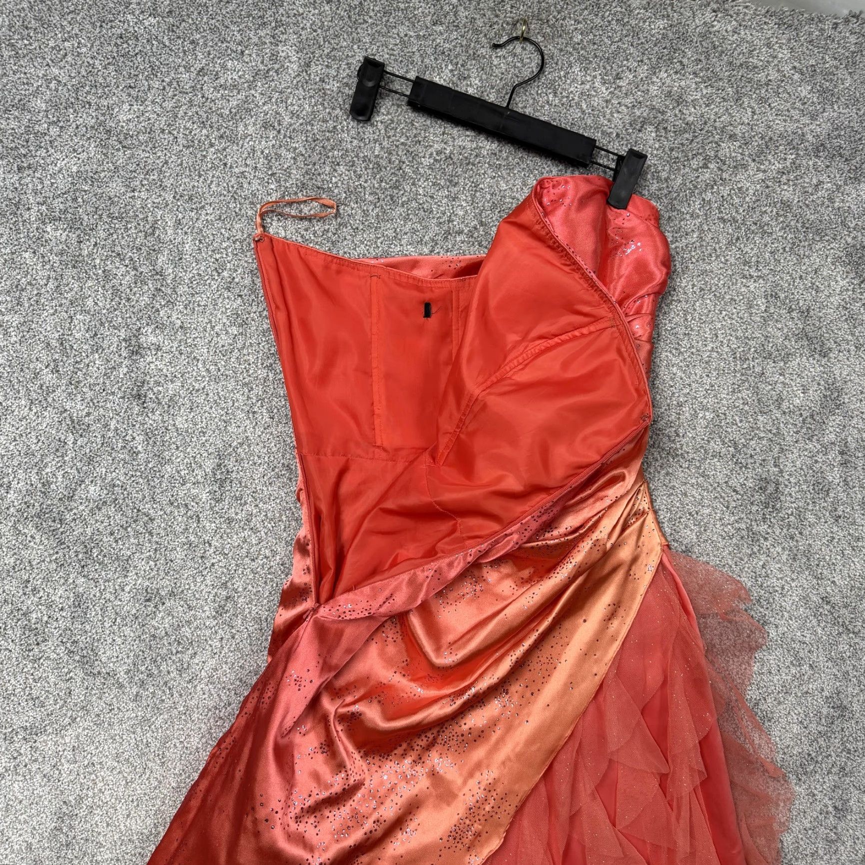 Vintage Vibrant Coral Ombre Ruffle Tier Prom Gown XS Sparkle Mermaid Princess Fairy Y2K Size XS / US 0-2 / IT 36-38 - 4 Thumbnail
