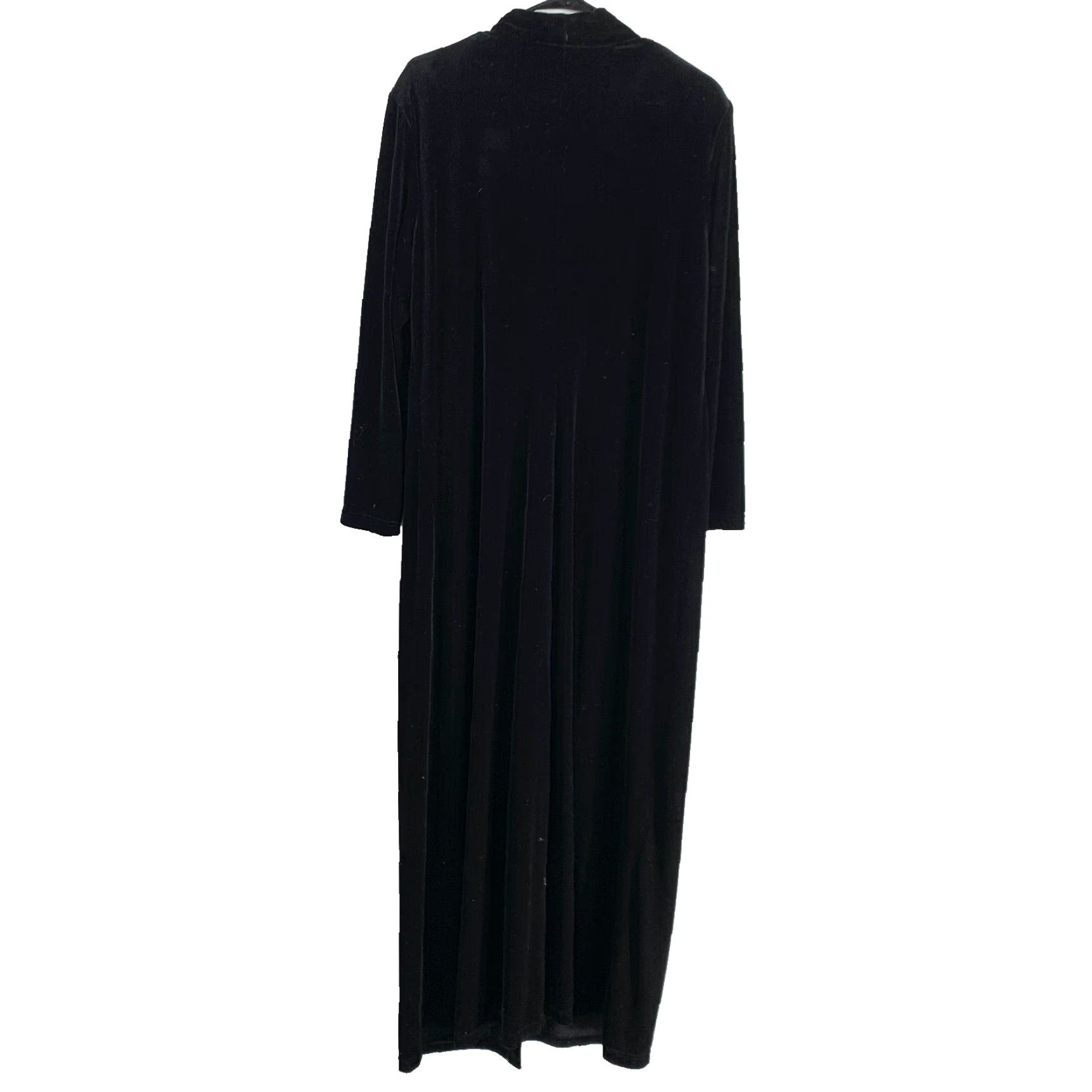 Velvet Ronni Nicole II by Ouida Velvet Button Dress Duster Vintage Black Maxi 1X Goth 1990s Size XL / US 12-14 / IT 48-50 - 4 Thumbnail