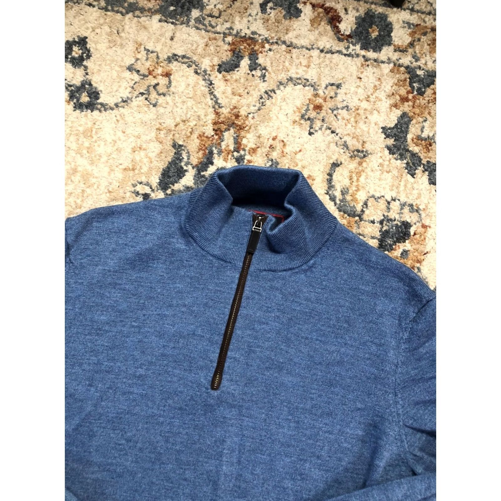 UNTUCKit UNTUCKit Mens Sweater Blue Merino Wool 1/4 Zip Mock Neck Knit Pullover Medium Size US M / EU 48-50 / 2 - 6 Thumbnail
