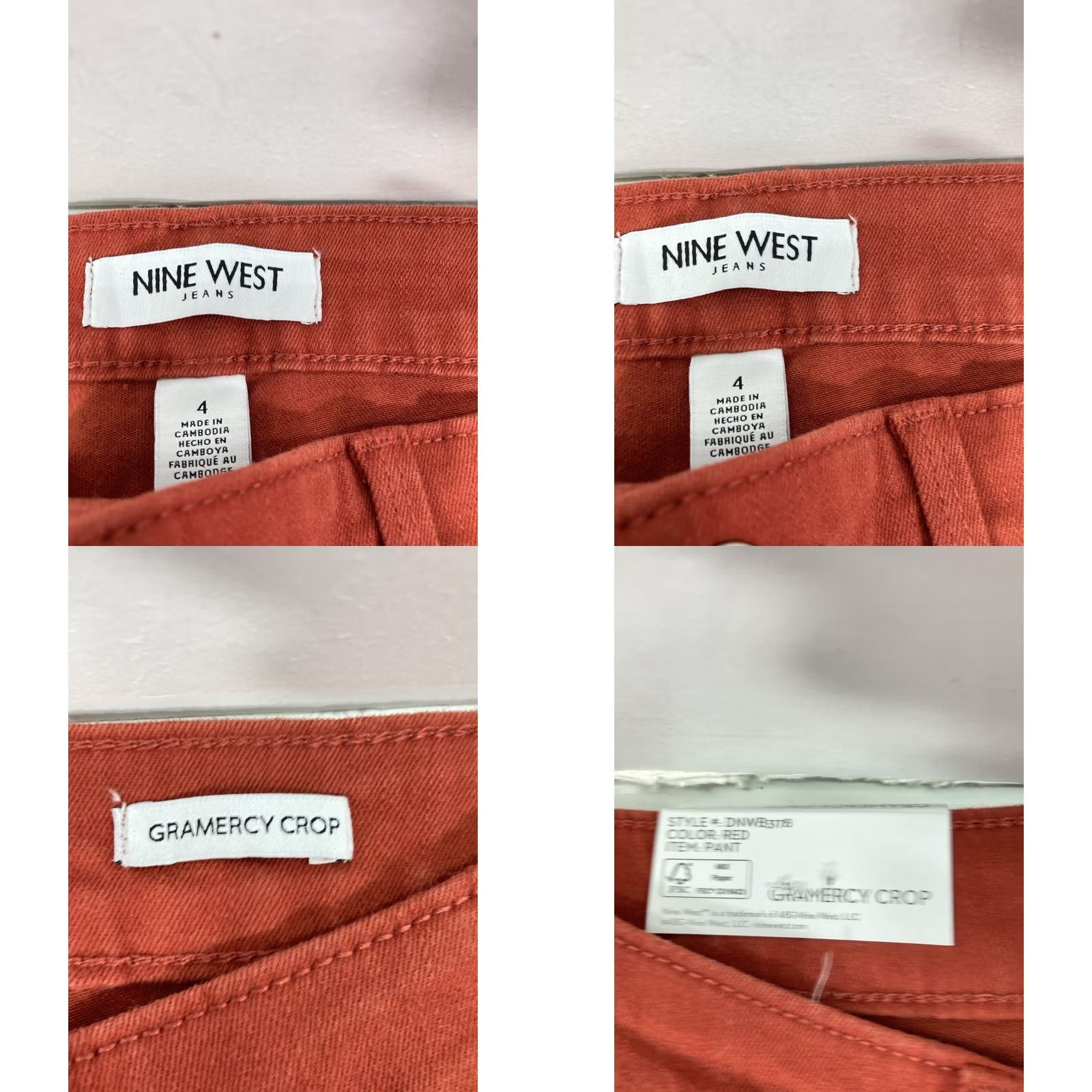 Nine West Nine West Gramercy Crop Jeans Women 4 28X27 Red Denim Stretch Slim NWT Size 27" / US 4 / IT 40 - 8 Thumbnail